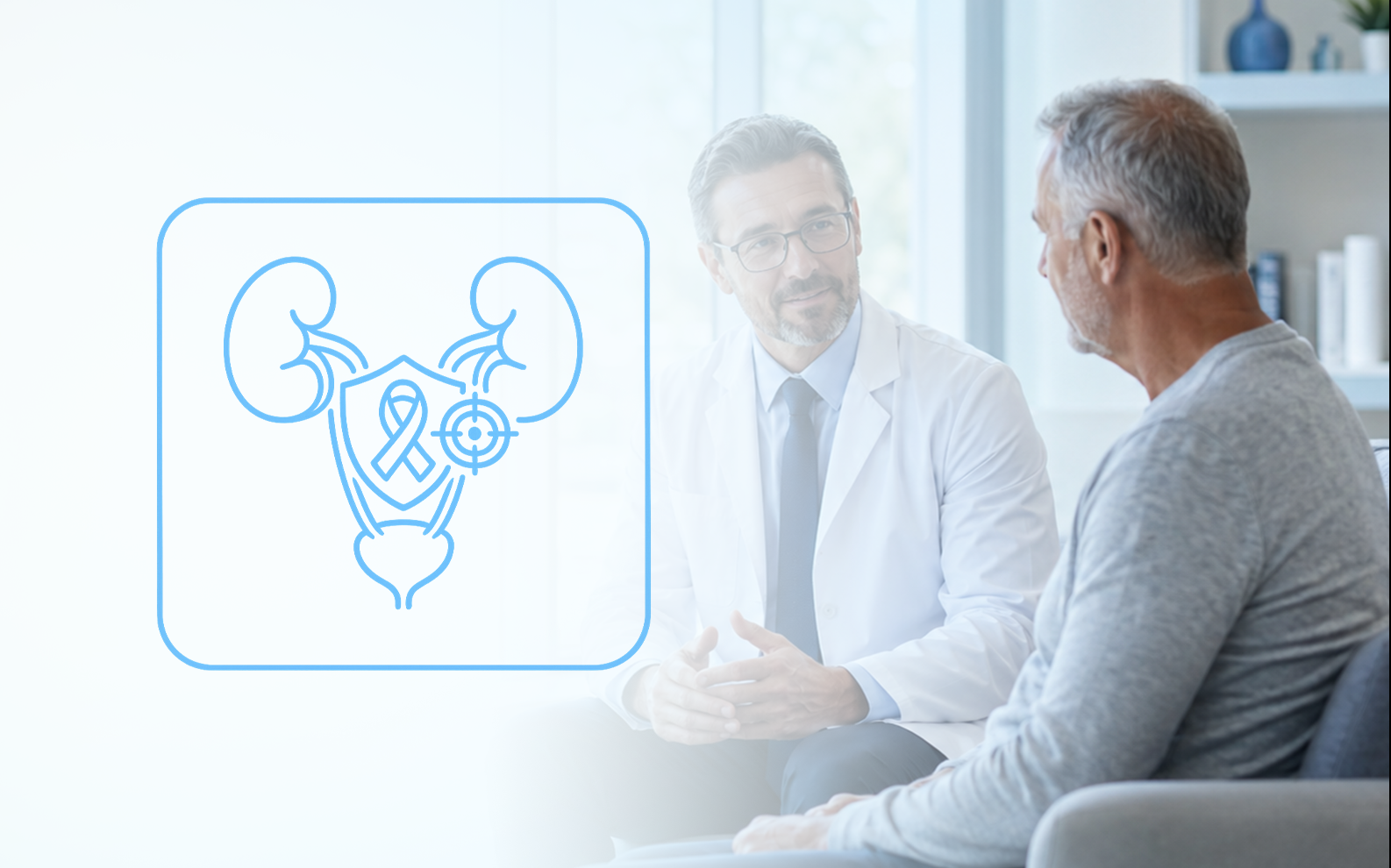 An older patient discusses symptoms during a medical consultation